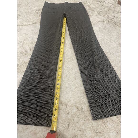 Ecru Black Pattern Elastic‎ Waist Flared Work Pants Small - Picture 5 of 8